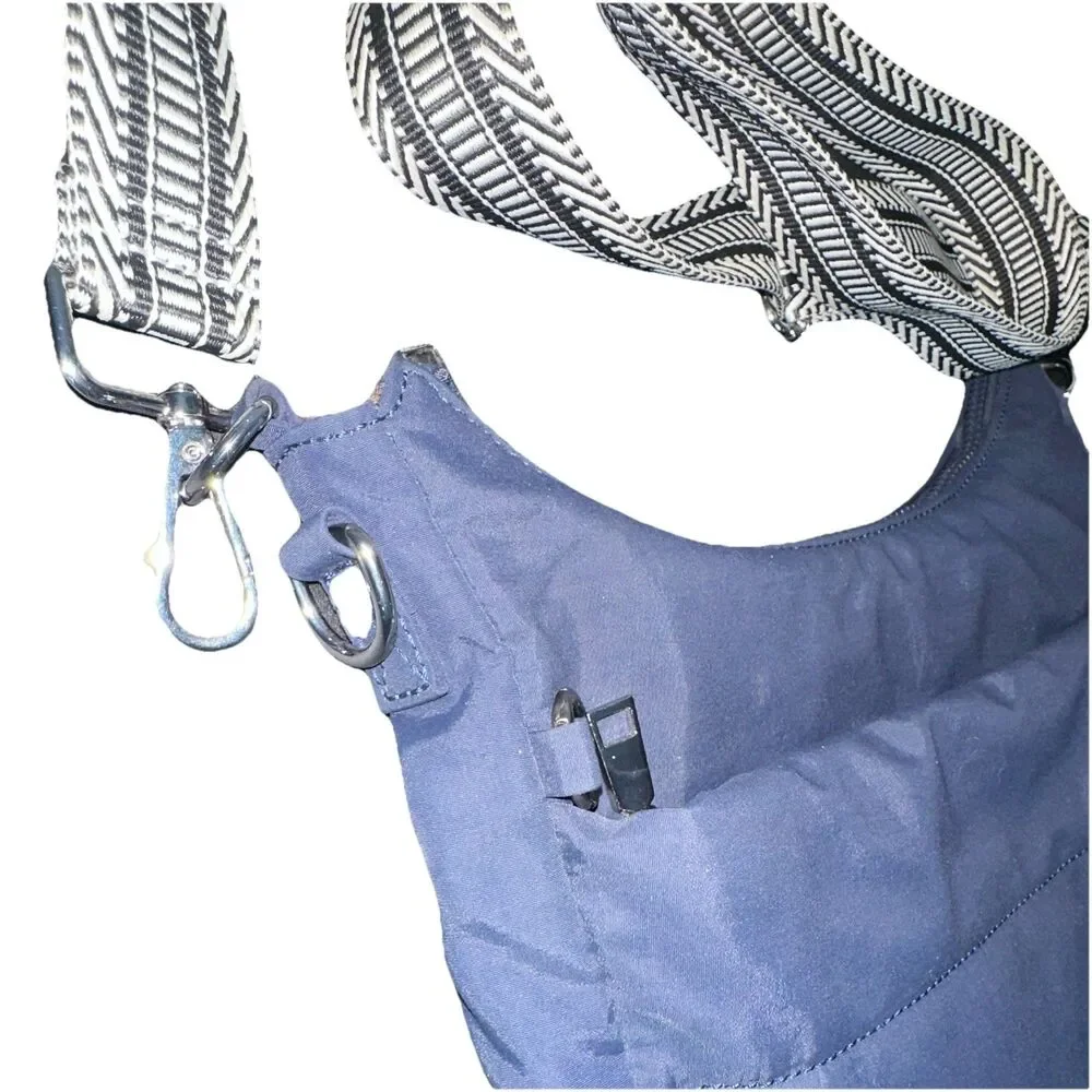 Sytrah Anti-Theft Crossbody Hobo Bag Blue Quilted Puffer Chevron Strap